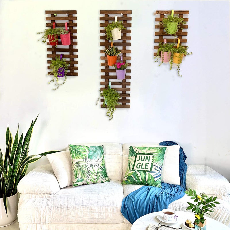 ShopLaLa Wall Planter â€“ 3 Pack Wooden Hanging Planter for Indoor Plants, Air Plant Succulent Holder, Live Vertical Garden Large Wall Mounted Plant Stand Decor for Christmas 15.7 + 23.6 + 35.4 Inch - Image 4